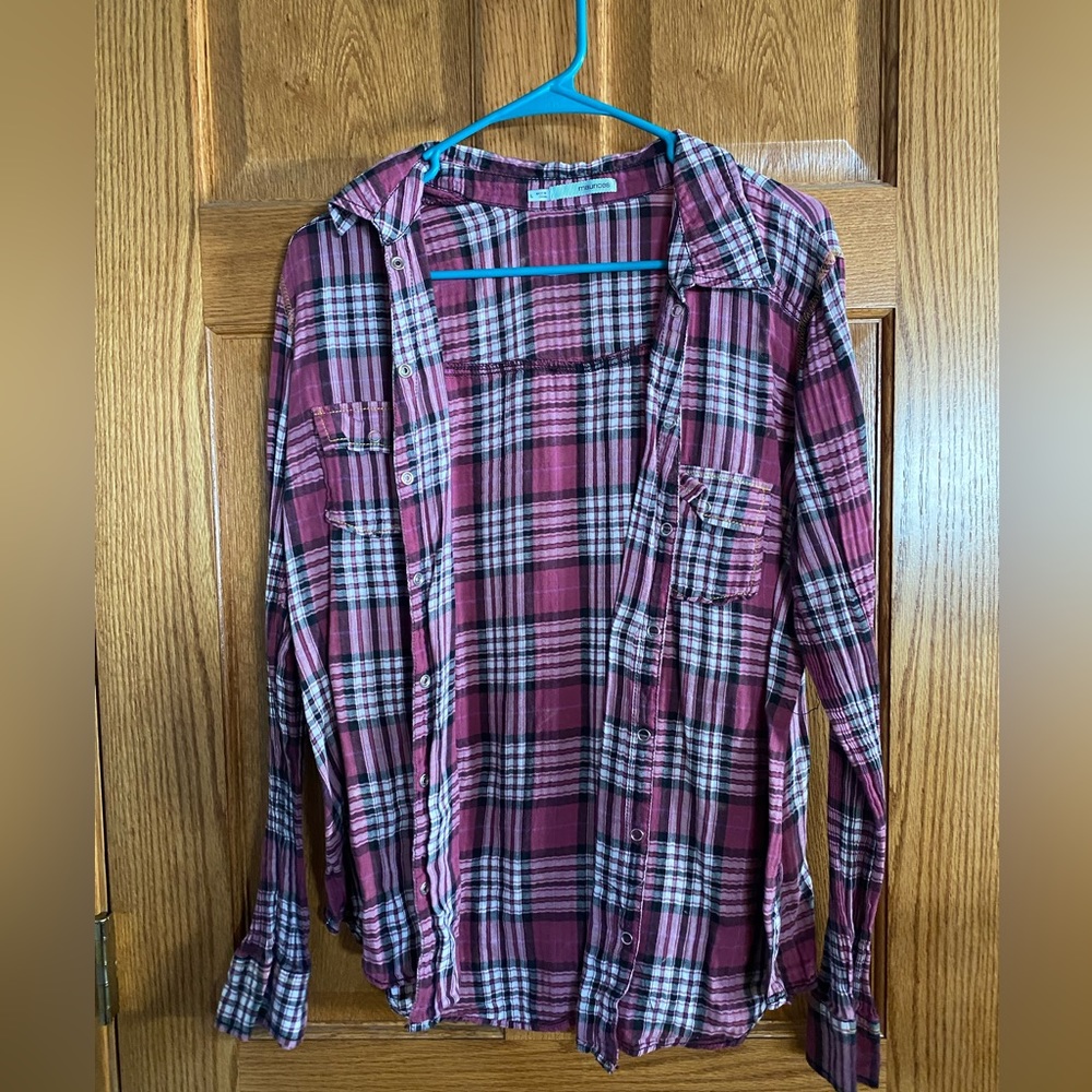 Purple/Maroon and White Button Up Maurices Flannel